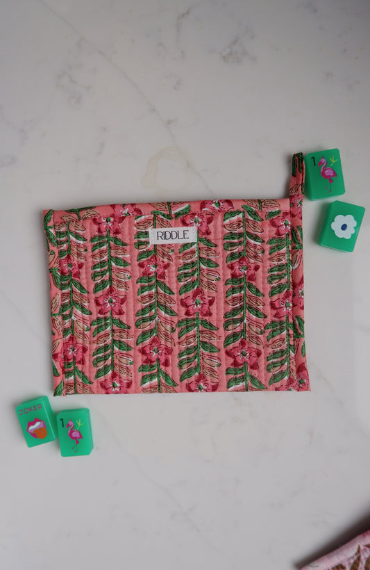 The Mahjong Card Pouch in Peach Floral