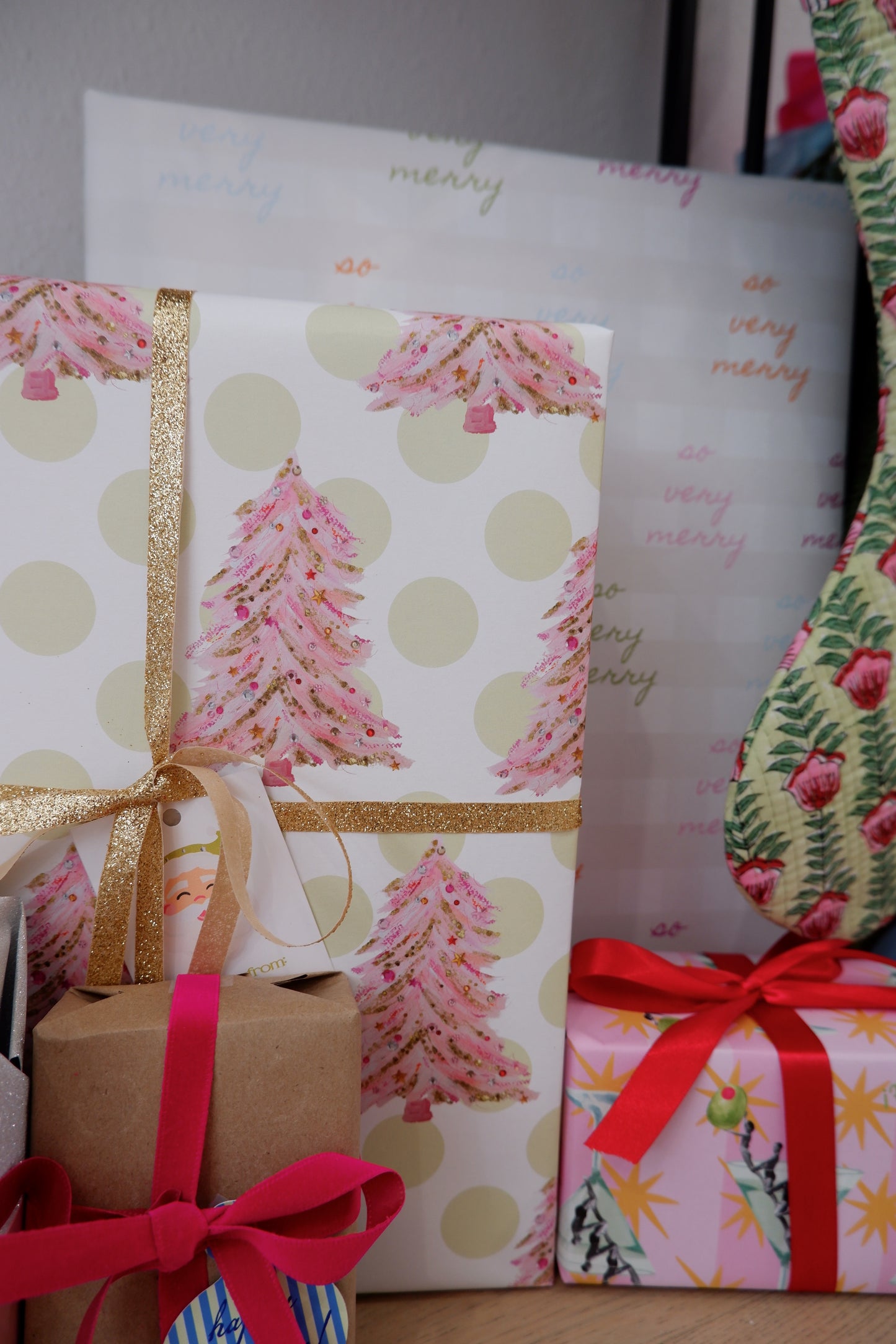 The Polka Dot Christmas Tree Wrapping Paper