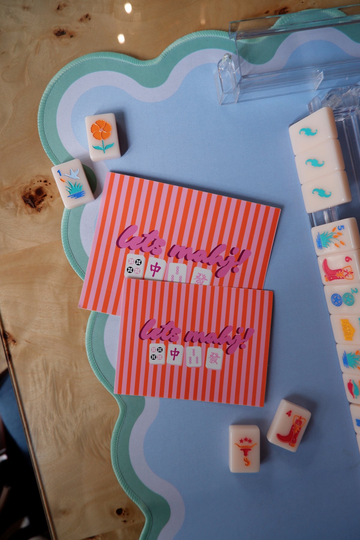 The Mahj Card Stickers in Orange and Pink
