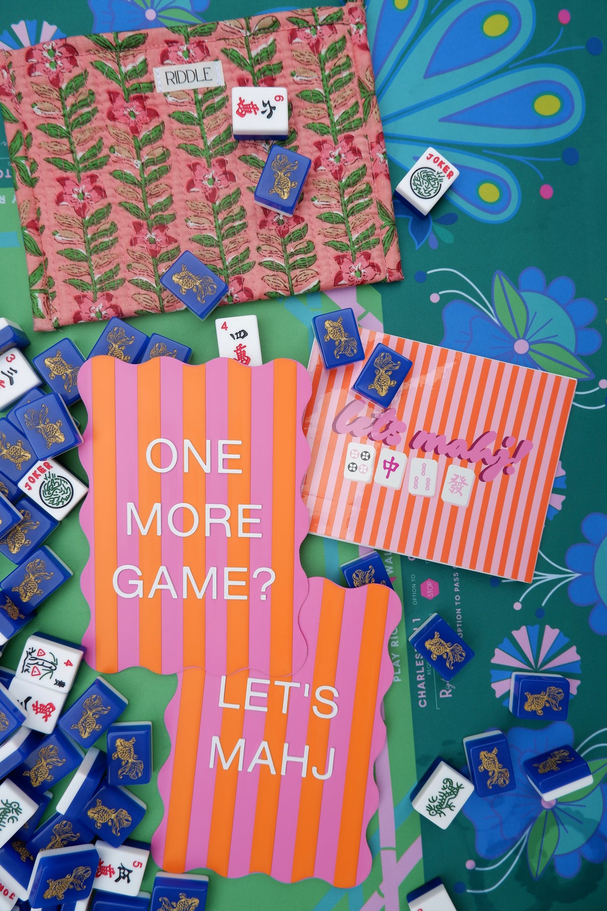 The Mahj Shufflers in Orange and Pink Stripe