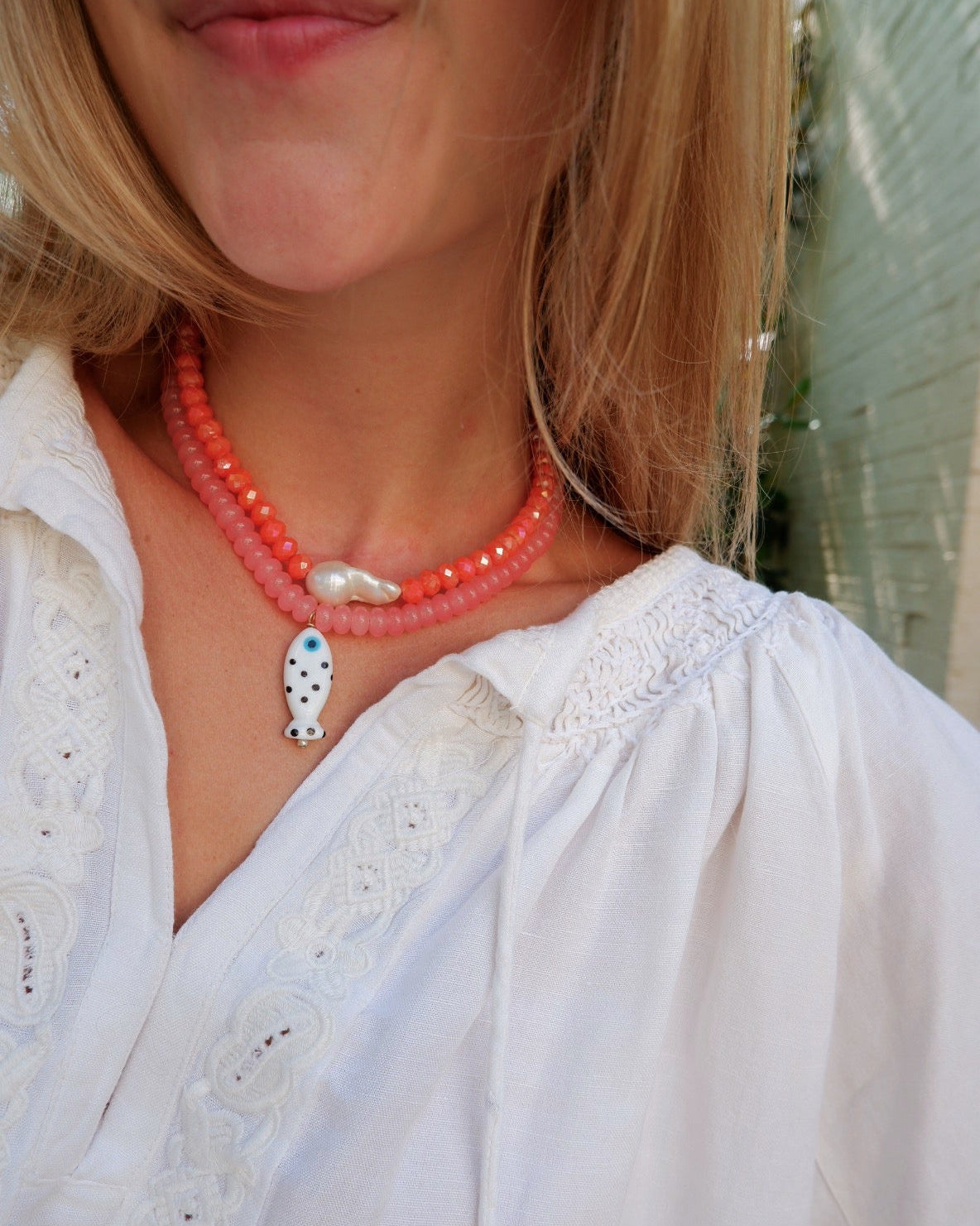 The Watermelon Pink Fish Necklace
