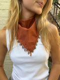 The Burnt Orange Beaded Trim Neck Scarf