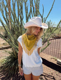The Chartreuse Fringe Trim Neck Scarf