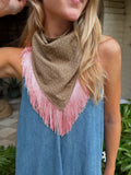 The Brown Fringe Trim Neck Scarf