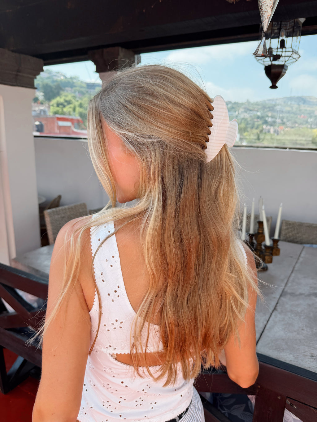 The White Stripe Claw Clip