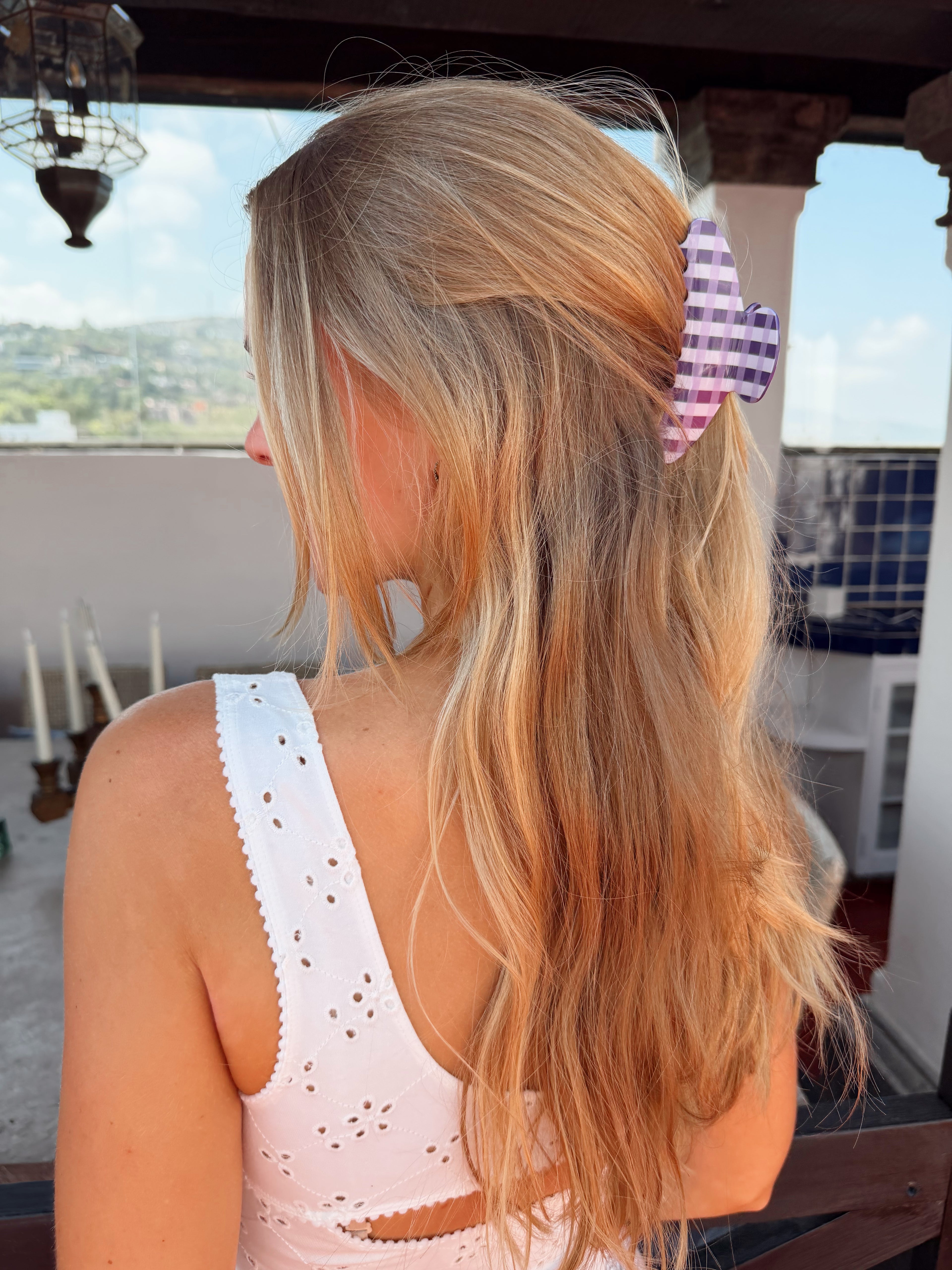 The Purple Gingham Claw Clip