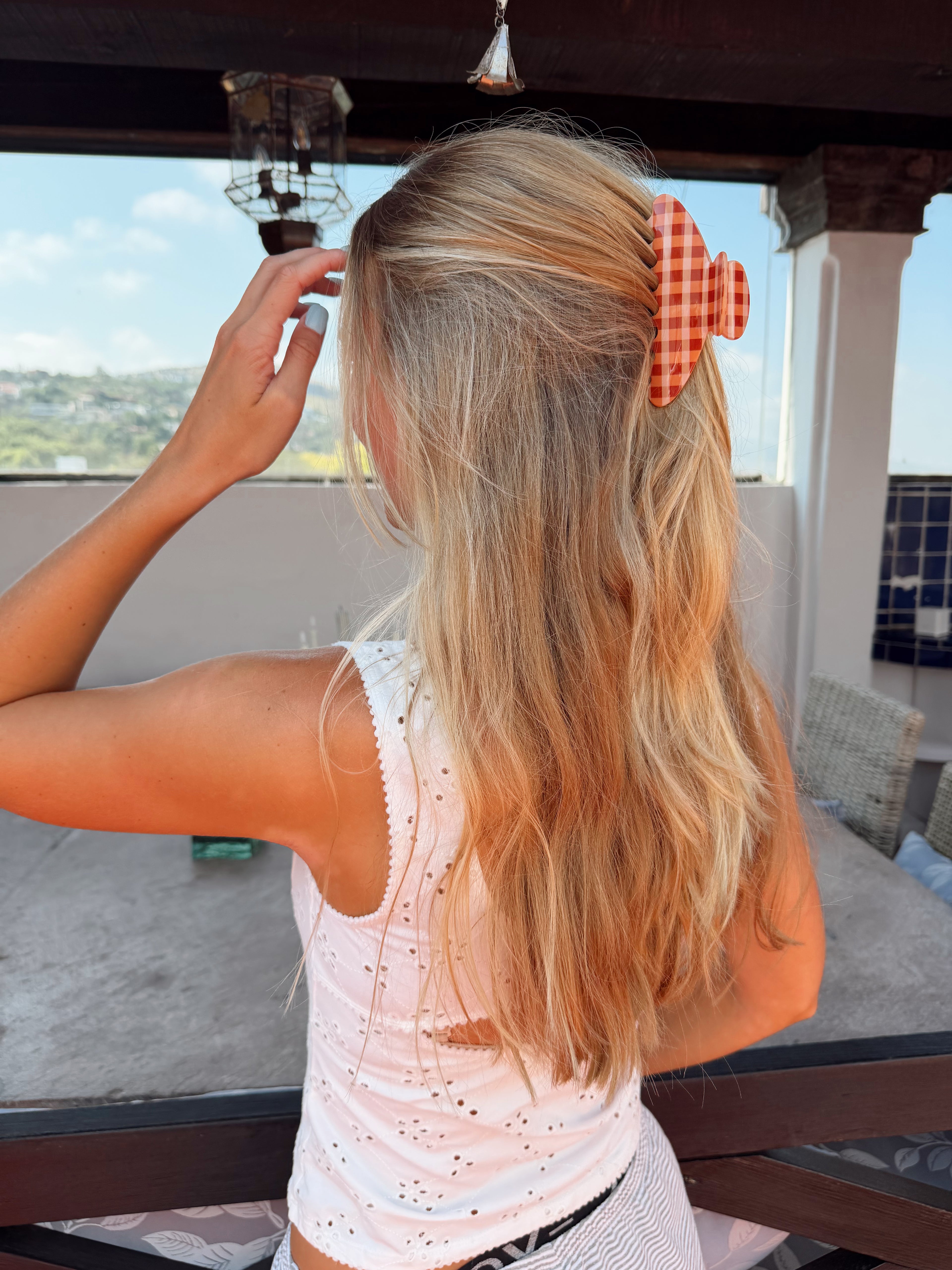The Burnt Orange Gingham Claw Clip