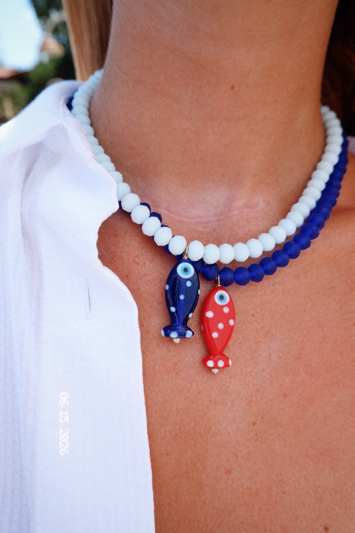 The Navy and Red Fish Necklace