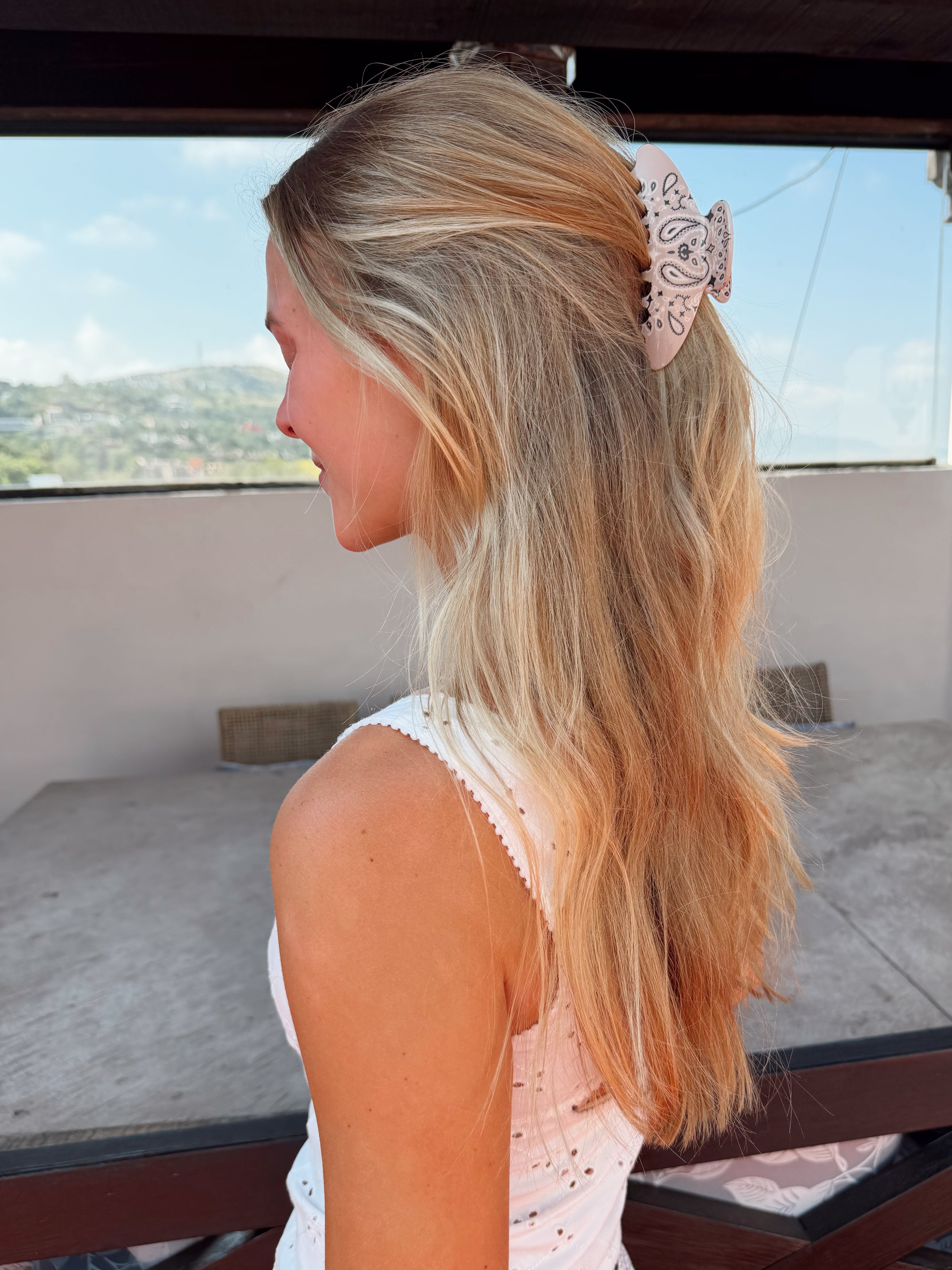 The White Bandana Claw Clip