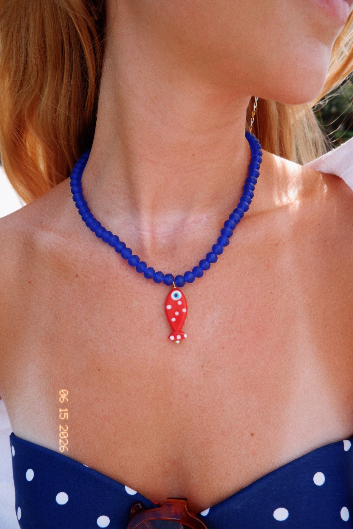 The Navy and Red Fish Necklace